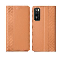 Custodia Portafoglio In Pelle Cover con Supporto L02 per Huawei Enjoy 20 Pro 5G Arancione