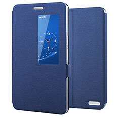 Custodia Portafoglio In Pelle Cover con Supporto L02 per Huawei MediaPad X2 Blu