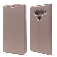 Custodia Portafoglio In Pelle Cover con Supporto L02 per LG V50 ThinQ 5G Oro Rosa