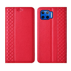 Custodia Portafoglio In Pelle Cover con Supporto L02 per Motorola Moto G 5G Plus Rosso