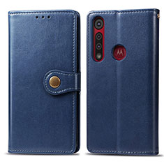 Custodia Portafoglio In Pelle Cover con Supporto L02 per Motorola Moto G8 Play Blu