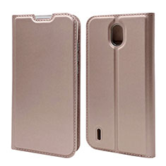 Custodia Portafoglio In Pelle Cover con Supporto L02 per Nokia 1.3 Oro Rosa