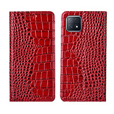 Custodia Portafoglio In Pelle Cover con Supporto L02 per Oppo A53 5G Rosso