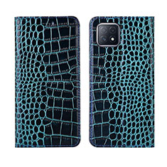 Custodia Portafoglio In Pelle Cover con Supporto L02 per Oppo A73 5G Blu