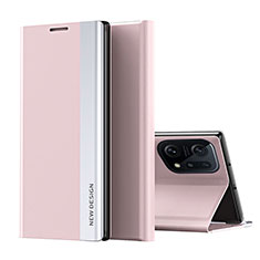 Custodia Portafoglio In Pelle Cover con Supporto L02 per Oppo Find X5 Pro 5G Rosa