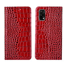 Custodia Portafoglio In Pelle Cover con Supporto L02 per Realme X7 Pro 5G Rosso