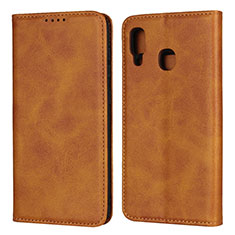 Custodia Portafoglio In Pelle Cover con Supporto L02 per Samsung Galaxy A20 Arancione