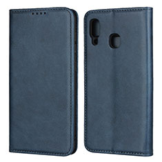 Custodia Portafoglio In Pelle Cover con Supporto L02 per Samsung Galaxy A20 Blu