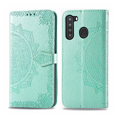 Custodia Portafoglio In Pelle Cover con Supporto L02 per Samsung Galaxy A21 Verde Pastello