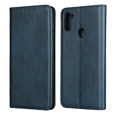 Custodia Portafoglio In Pelle Cover con Supporto L02 per Samsung Galaxy M11 Blu
