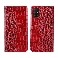 Custodia Portafoglio In Pelle Cover con Supporto L02 per Samsung Galaxy M51 Rosso