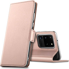 Custodia Portafoglio In Pelle Cover con Supporto L02 per Samsung Galaxy S20 Ultra 5G Oro Rosa