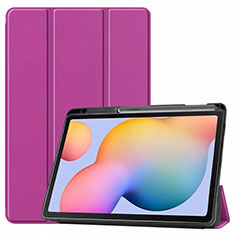 Custodia Portafoglio In Pelle Cover con Supporto L02 per Samsung Galaxy Tab S6 Lite 10.4 SM-P610 Viola