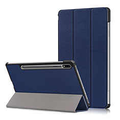 Custodia Portafoglio In Pelle Cover con Supporto L02 per Samsung Galaxy Tab S7 11 Wi-Fi SM-T870 Blu