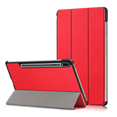 Custodia Portafoglio In Pelle Cover con Supporto L02 per Samsung Galaxy Tab S7 11 Wi-Fi SM-T870 Rosso