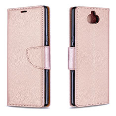 Custodia Portafoglio In Pelle Cover con Supporto L02 per Sony Xperia 10 Plus Oro Rosa