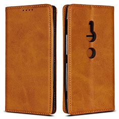 Custodia Portafoglio In Pelle Cover con Supporto L02 per Sony Xperia XZ2 Arancione
