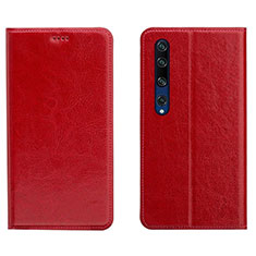 Custodia Portafoglio In Pelle Cover con Supporto L02 per Xiaomi Mi 10 Rosso