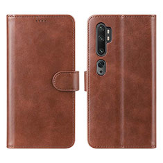 Custodia Portafoglio In Pelle Cover con Supporto L02 per Xiaomi Mi Note 10 Marrone