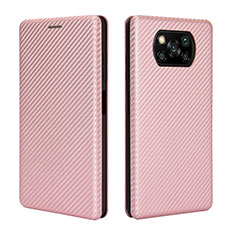 Custodia Portafoglio In Pelle Cover con Supporto L02 per Xiaomi Poco X3 Pro Oro Rosa