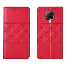 Custodia Portafoglio In Pelle Cover con Supporto L02 per Xiaomi Redmi K30 Pro 5G Rosso