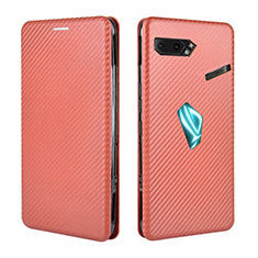 Custodia Portafoglio In Pelle Cover con Supporto L02Z per Asus ROG Phone II ZS660KL Marrone