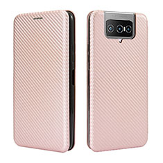 Custodia Portafoglio In Pelle Cover con Supporto L02Z per Asus Zenfone 7 Pro ZS671KS Oro Rosa