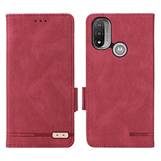 Custodia Portafoglio In Pelle Cover con Supporto L02Z per Motorola Moto E20 Rosso