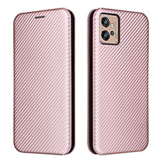 Custodia Portafoglio In Pelle Cover con Supporto L02Z per Motorola Moto G32 Oro Rosa