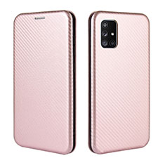 Custodia Portafoglio In Pelle Cover con Supporto L02Z per Samsung Galaxy A71 5G Oro Rosa