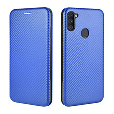Custodia Portafoglio In Pelle Cover con Supporto L02Z per Samsung Galaxy M11 Blu