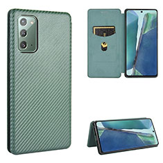 Custodia Portafoglio In Pelle Cover con Supporto L02Z per Samsung Galaxy Note 20 5G Verde
