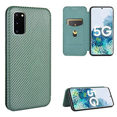 Custodia Portafoglio In Pelle Cover con Supporto L02Z per Samsung Galaxy S20 FE (2022) 5G Verde