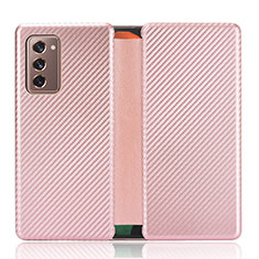 Custodia Portafoglio In Pelle Cover con Supporto L02Z per Samsung Galaxy Z Fold2 5G Oro Rosa