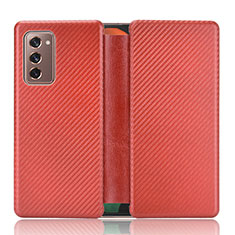 Custodia Portafoglio In Pelle Cover con Supporto L02Z per Samsung Galaxy Z Fold2 5G Rosso