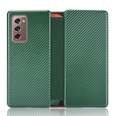Custodia Portafoglio In Pelle Cover con Supporto L02Z per Samsung Galaxy Z Fold2 5G Verde