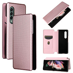 Custodia Portafoglio In Pelle Cover con Supporto L02Z per Samsung Galaxy Z Fold4 5G Oro Rosa