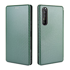 Custodia Portafoglio In Pelle Cover con Supporto L02Z per Sony Xperia 1 II Verde