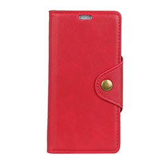 Custodia Portafoglio In Pelle Cover con Supporto L03 per Alcatel 1 Rosso