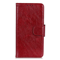 Custodia Portafoglio In Pelle Cover con Supporto L03 per Alcatel 3X Rosso