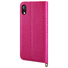 Custodia Portafoglio In Pelle Cover con Supporto L03 per Apple iPhone XR Rosa Caldo