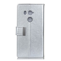 Custodia Portafoglio In Pelle Cover con Supporto L03 per HTC U11 Eyes Argento