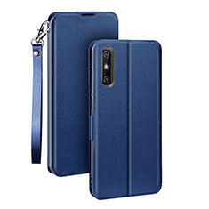 Custodia Portafoglio In Pelle Cover con Supporto L03 per Huawei Enjoy 10e Blu