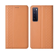 Custodia Portafoglio In Pelle Cover con Supporto L03 per Huawei Nova 7 5G Arancione