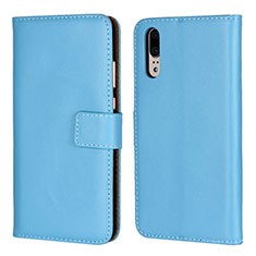 Custodia Portafoglio In Pelle Cover con Supporto L03 per Huawei P20 Cielo Blu