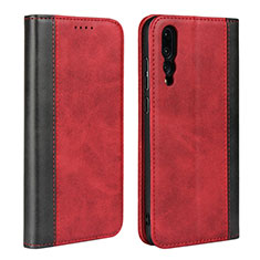 Custodia Portafoglio In Pelle Cover con Supporto L03 per Huawei P20 Pro Rosso