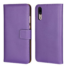 Custodia Portafoglio In Pelle Cover con Supporto L03 per Huawei P20 Viola