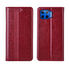 Custodia Portafoglio In Pelle Cover con Supporto L03 per Motorola Moto One 5G Rosso Rosa