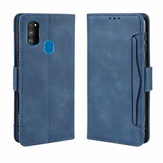 Custodia Portafoglio In Pelle Cover con Supporto L03 per Samsung Galaxy M21 Blu