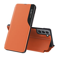 Custodia Portafoglio In Pelle Cover con Supporto L03 per Samsung Galaxy S22 5G Arancione